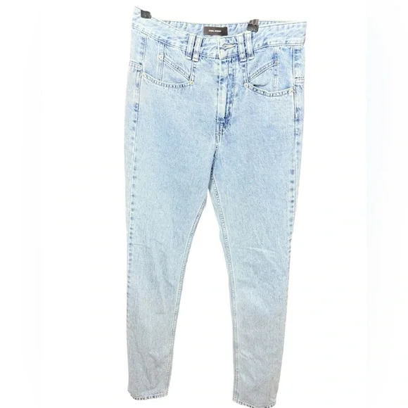 Isabel Marant High Rise Vintage Light Wash Tapered Jeans - Picture 4 of 8